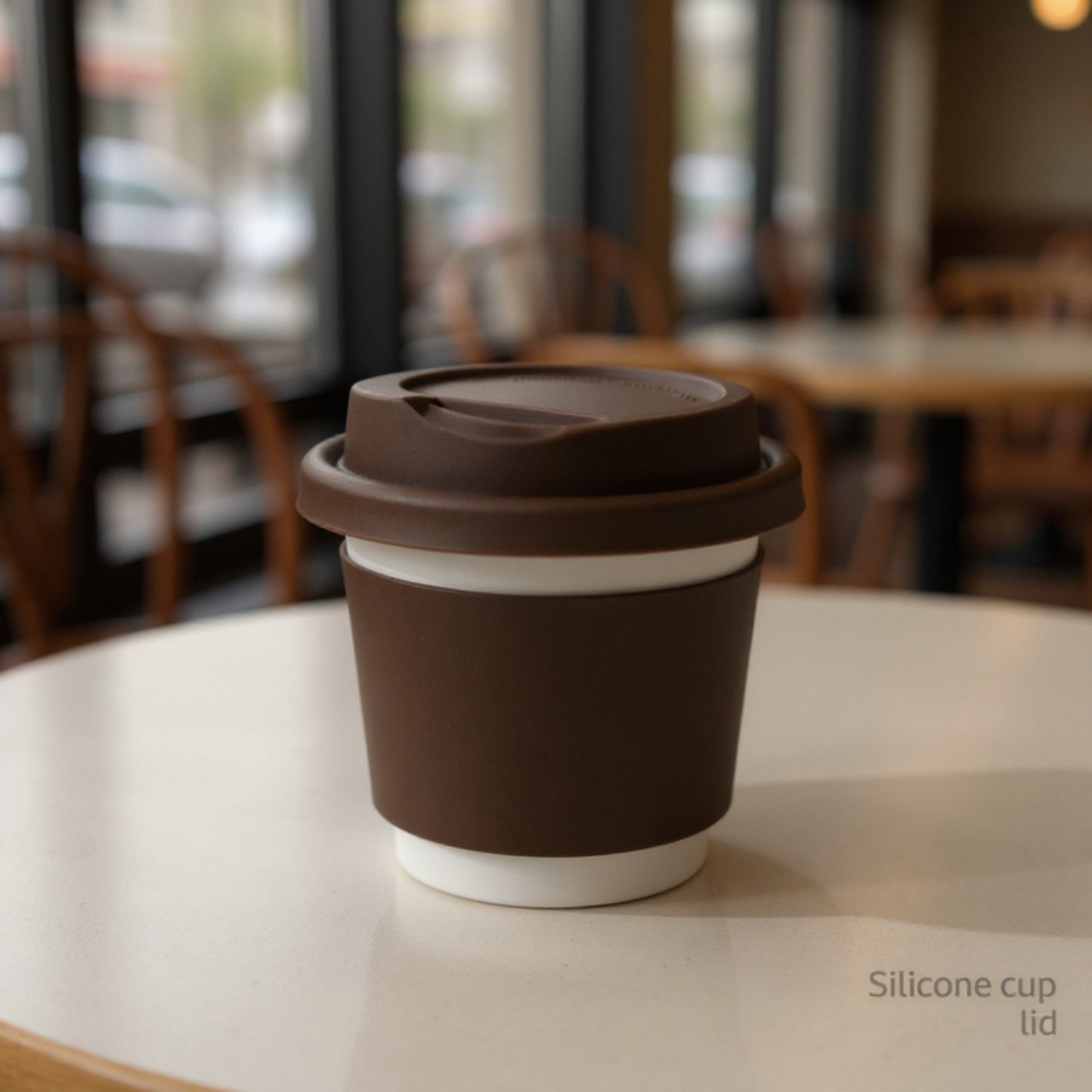 Reusable Silicone Coffee Cup Lid Spill Resistant Hot Drink Cover with Sip Opening 3.5x0.7in