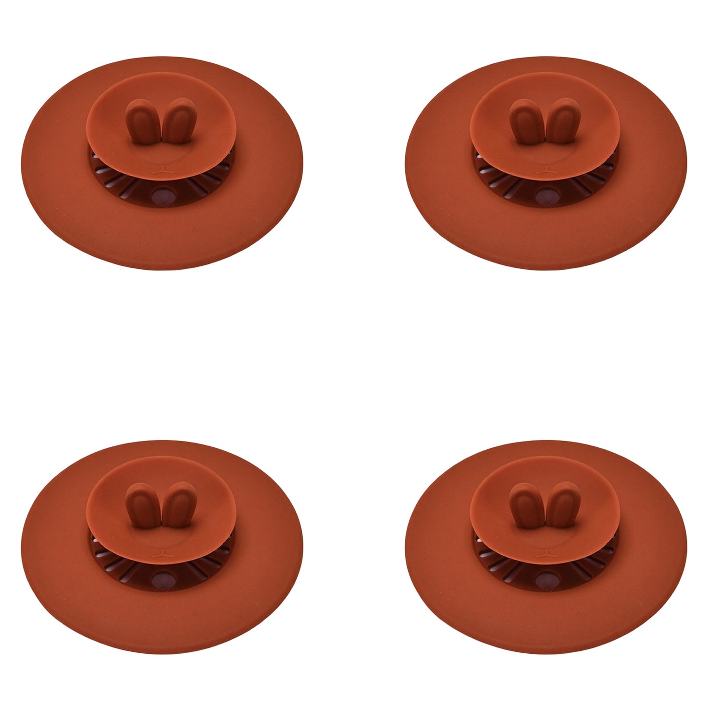 4pcs per Set Silicone Bunny Ear Cup Lid Dustproof Insulated Drink Cover with Pop Up Vent Seal 4.6x0.7in