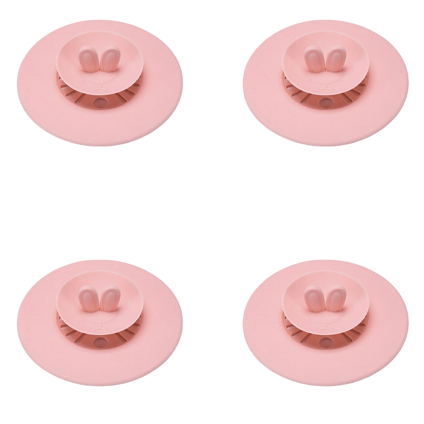 4pcs per Set Silicone Bunny Ear Cup Lid Dustproof Insulated Drink Cover with Pop Up Vent Seal 4.6x0.7in