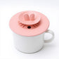 Silicone Bunny Ear Cup Lid Dustproof Insulated Drink Cover with Pop Up Vent Seal 4.6x0.7in
