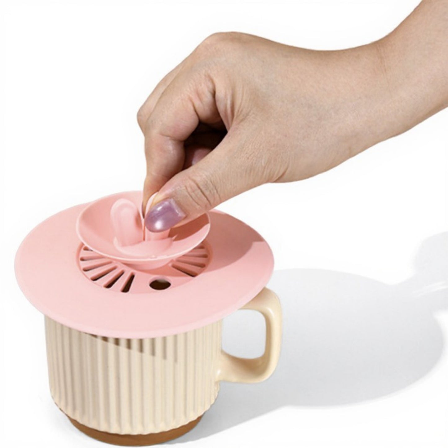 Silicone Bunny Ear Cup Lid Dustproof Insulated Drink Cover with Pop Up Vent Seal 4.6x0.7in