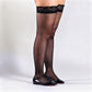 Plus Size Lace Top Thigh High Stockings with Sheer Smooth Finish Soft Stretch Hold-Up Design and Delicate Floral Trim Detail