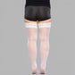 Plus Size Lace Top Thigh High Stockings with Sheer Smooth Finish Soft Stretch Hold-Up Design and Delicate Floral Trim Detail