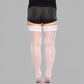 Plus Size Lace Top Thigh High Stockings with Sheer Smooth Finish Soft Stretch Hold-Up Design and Delicate Floral Trim Detail