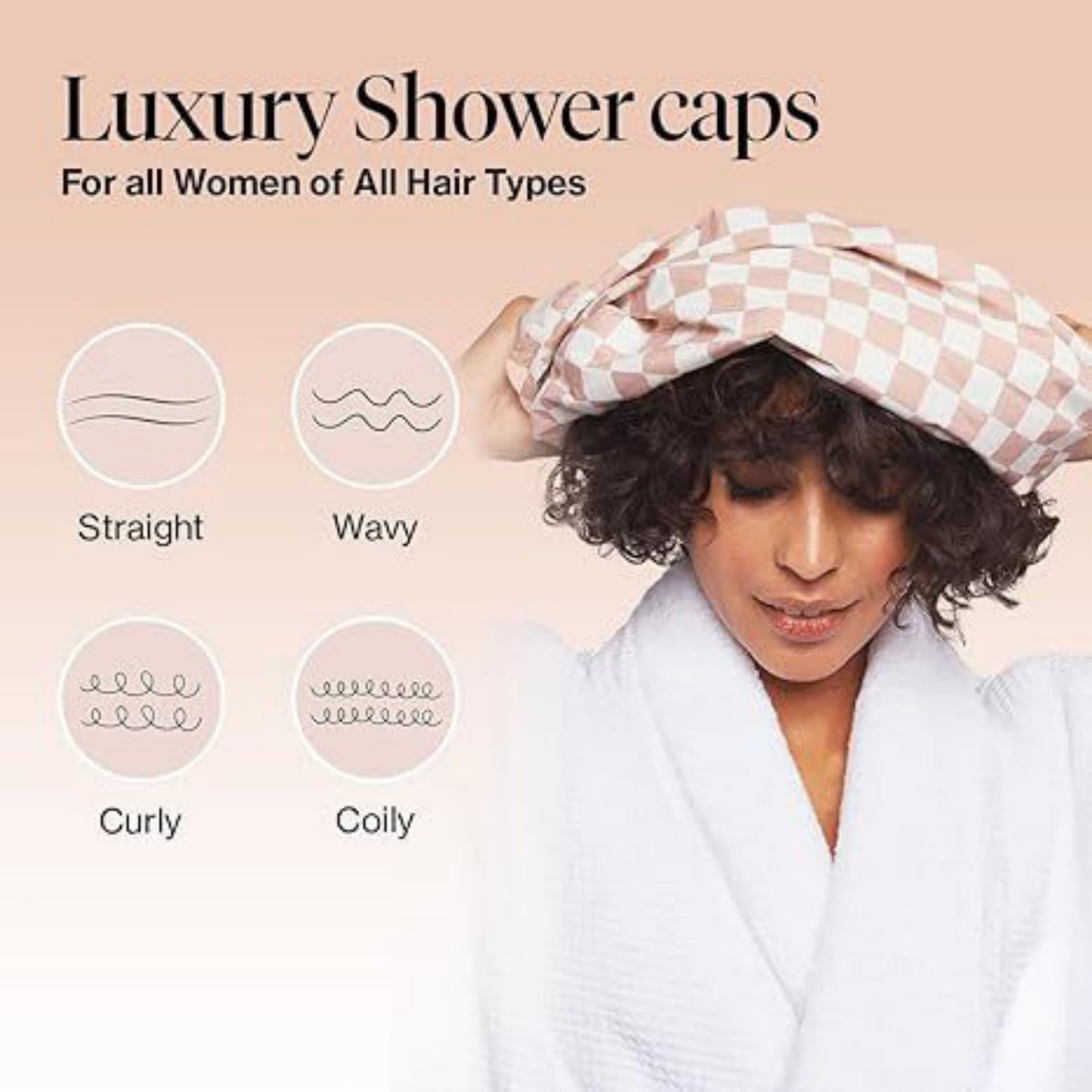 Satin Checkered Hair Bonnet with Soft Elastic Band for Comfortable Sleep and Frizz Control