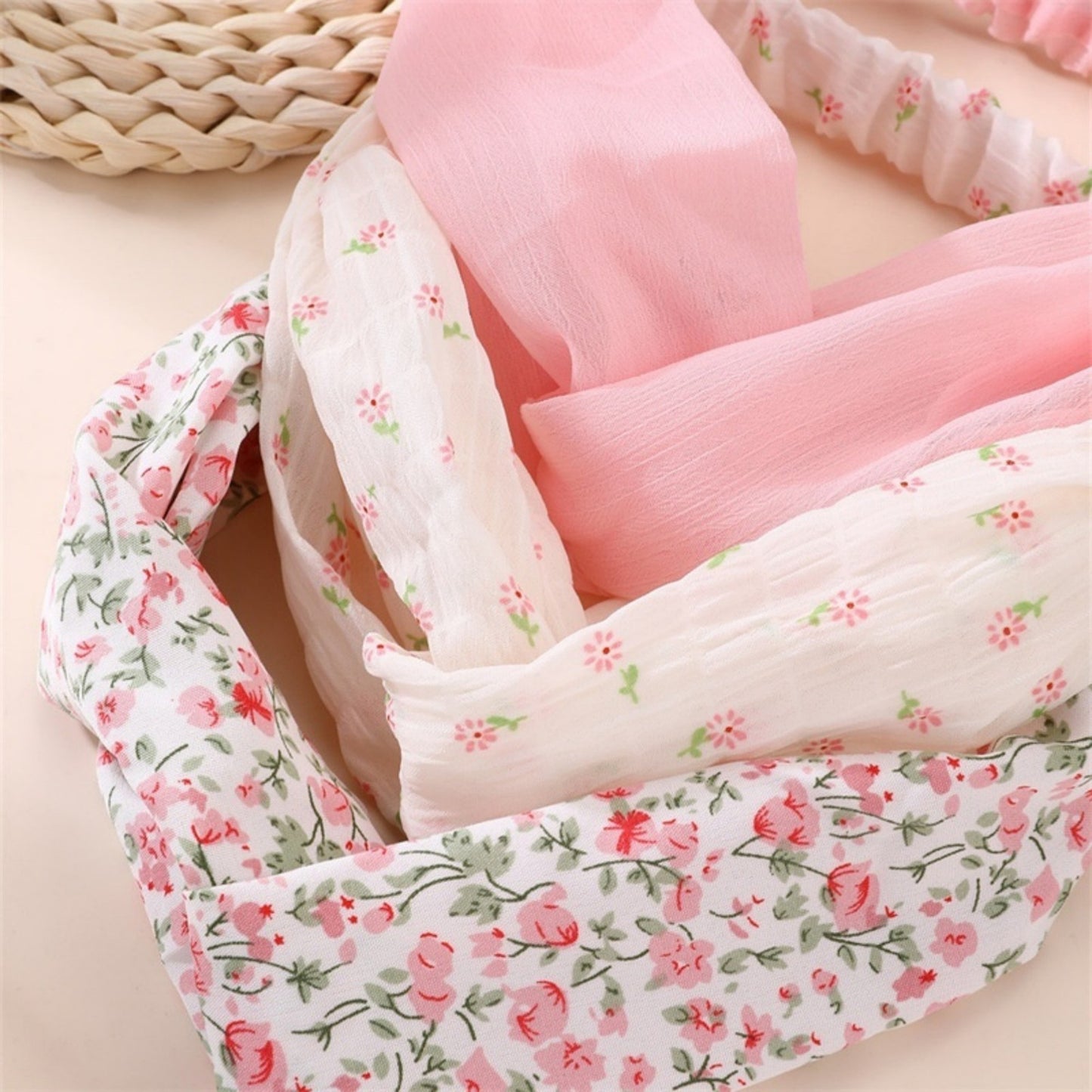 3-Piece Twisted Fabric Headband Set with Elastic Back and Mixed Patterned Designs