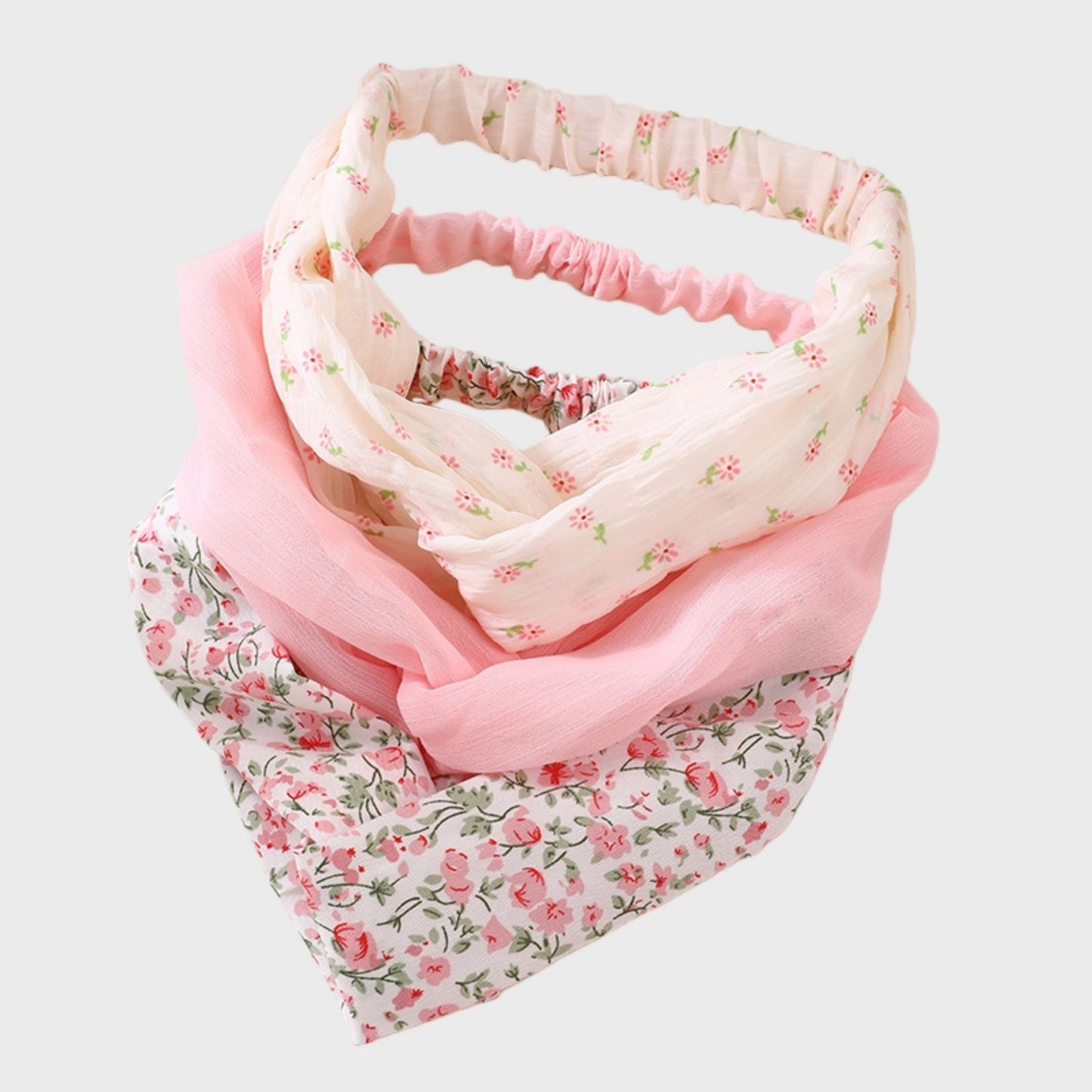 3-Piece Twisted Fabric Headband Set with Elastic Back and Mixed Patterned Designs