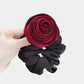 3-Piece Scrunchie Set with Sculpted Fabric Rose and Gathered Elastic Hair Ties 3.5in (Rose 2.5in)