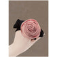3-Piece Scrunchie Set with Sculpted Fabric Rose and Gathered Elastic Hair Ties 3.5in (Rose 2.5in)