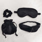4-Piece Satin Sleep Accessory Set with Eye Mask Headband Scrunchie and Drawstring Storage Pouch