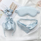 4-Piece Satin Sleep Accessory Set with Eye Mask Headband Scrunchie and Drawstring Storage Pouch