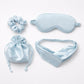4-Piece Satin Sleep Accessory Set with Eye Mask Headband Scrunchie and Drawstring Storage Pouch
