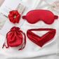 4-Piece Satin Sleep Accessory Set with Eye Mask Headband Scrunchie and Drawstring Storage Pouch