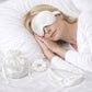 4-Piece Satin Sleep Accessory Set with Eye Mask Headband Scrunchie and Drawstring Storage Pouch