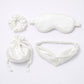 4-Piece Satin Sleep Accessory Set with Eye Mask Headband Scrunchie and Drawstring Storage Pouch