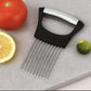 3-Piece Stainless Steel Onion Holder Slicing Tool with Ergonomic Handle and Sharp Metal Prongs for Safer Food Prep