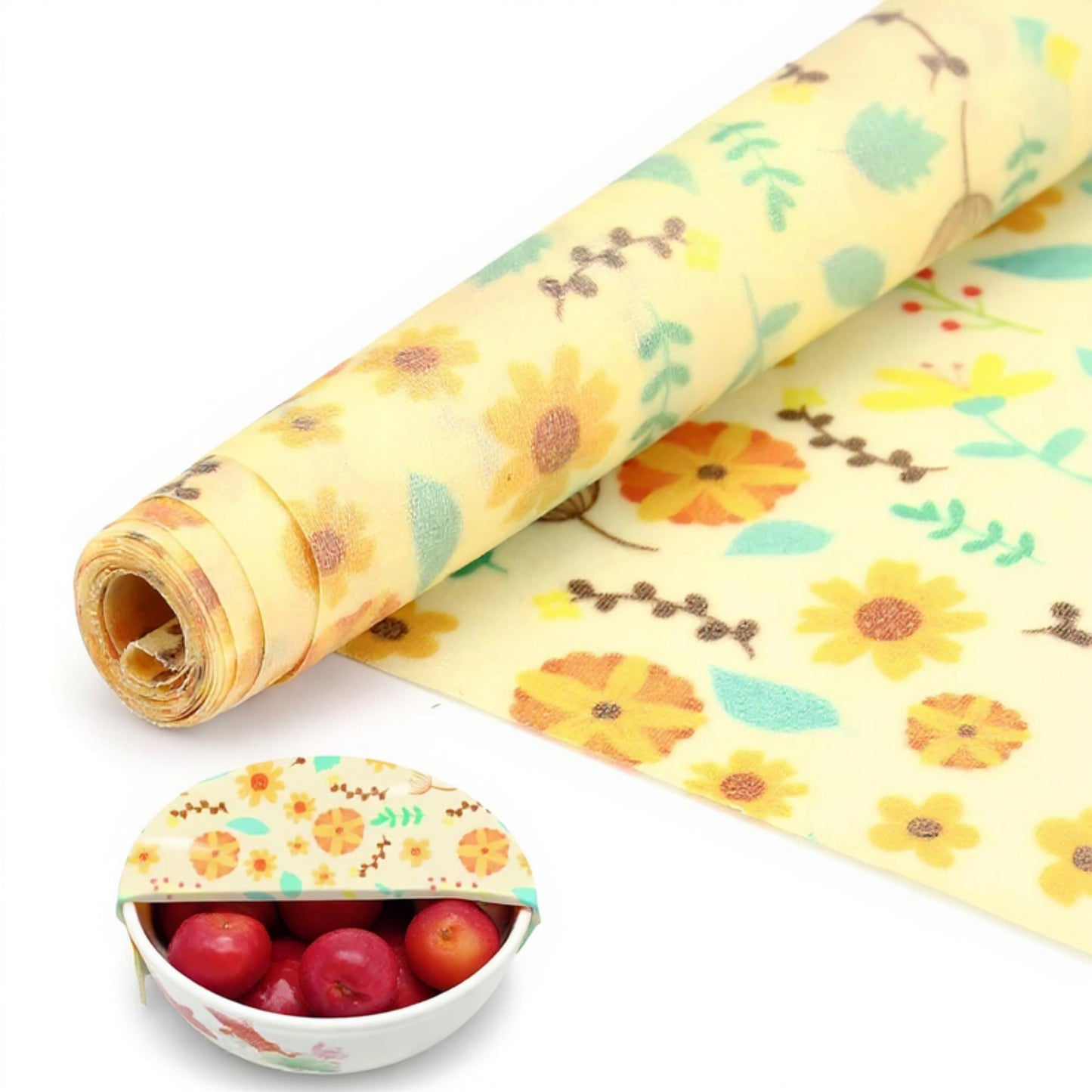 Reusable Beeswax Food Wrap Sheet for Food Storage with Cotton Fabric and Natural Wax Blend 39.5x13in