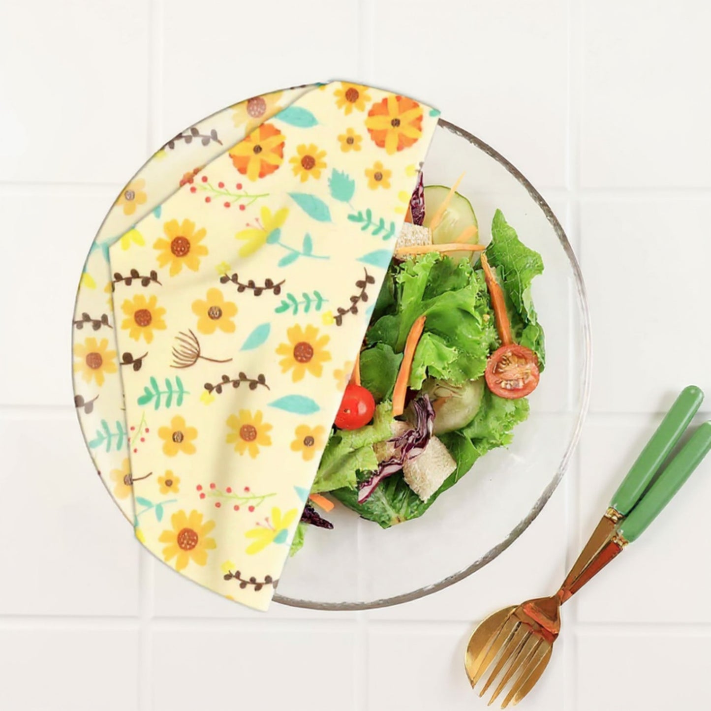 Reusable Beeswax Food Wrap Sheet for Food Storage with Cotton Fabric and Natural Wax Blend 39.5x13in
