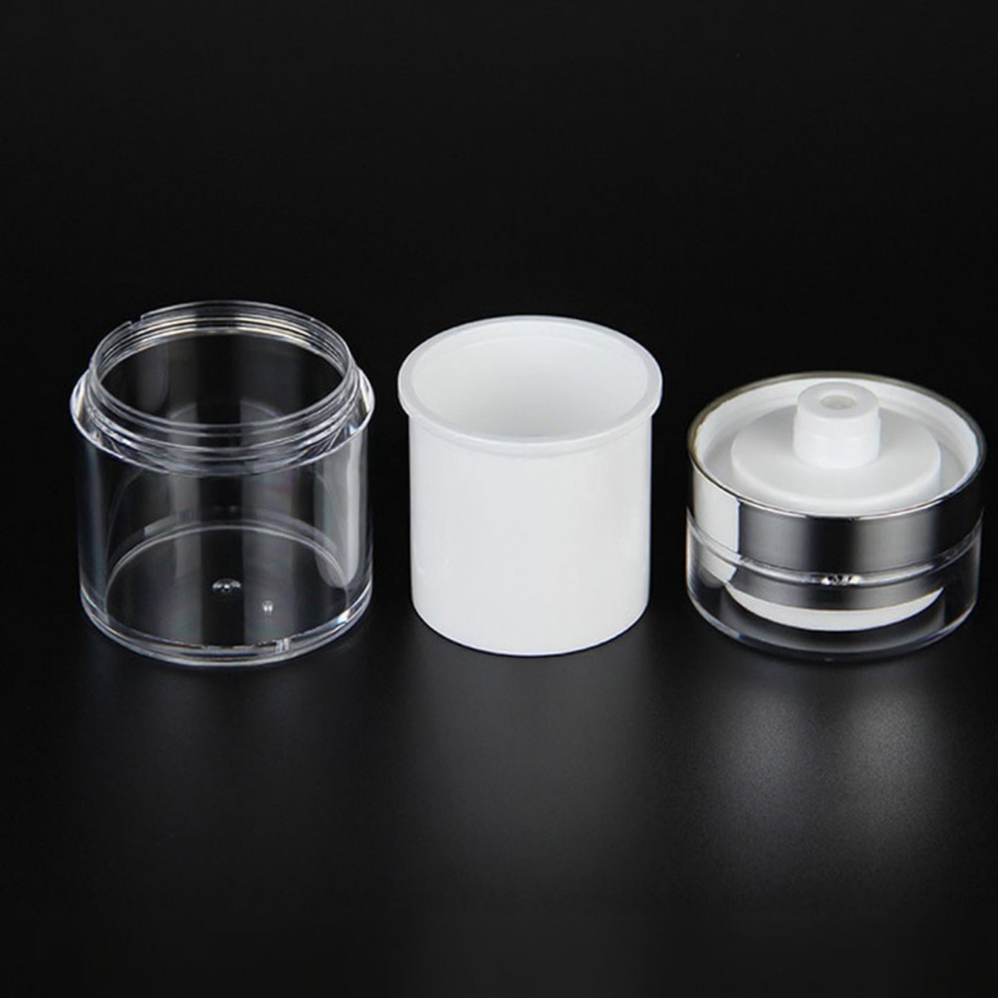Refillable Cosmetic Cream Pump Jars with Push Down Dispenser Lid 2-Piece Set