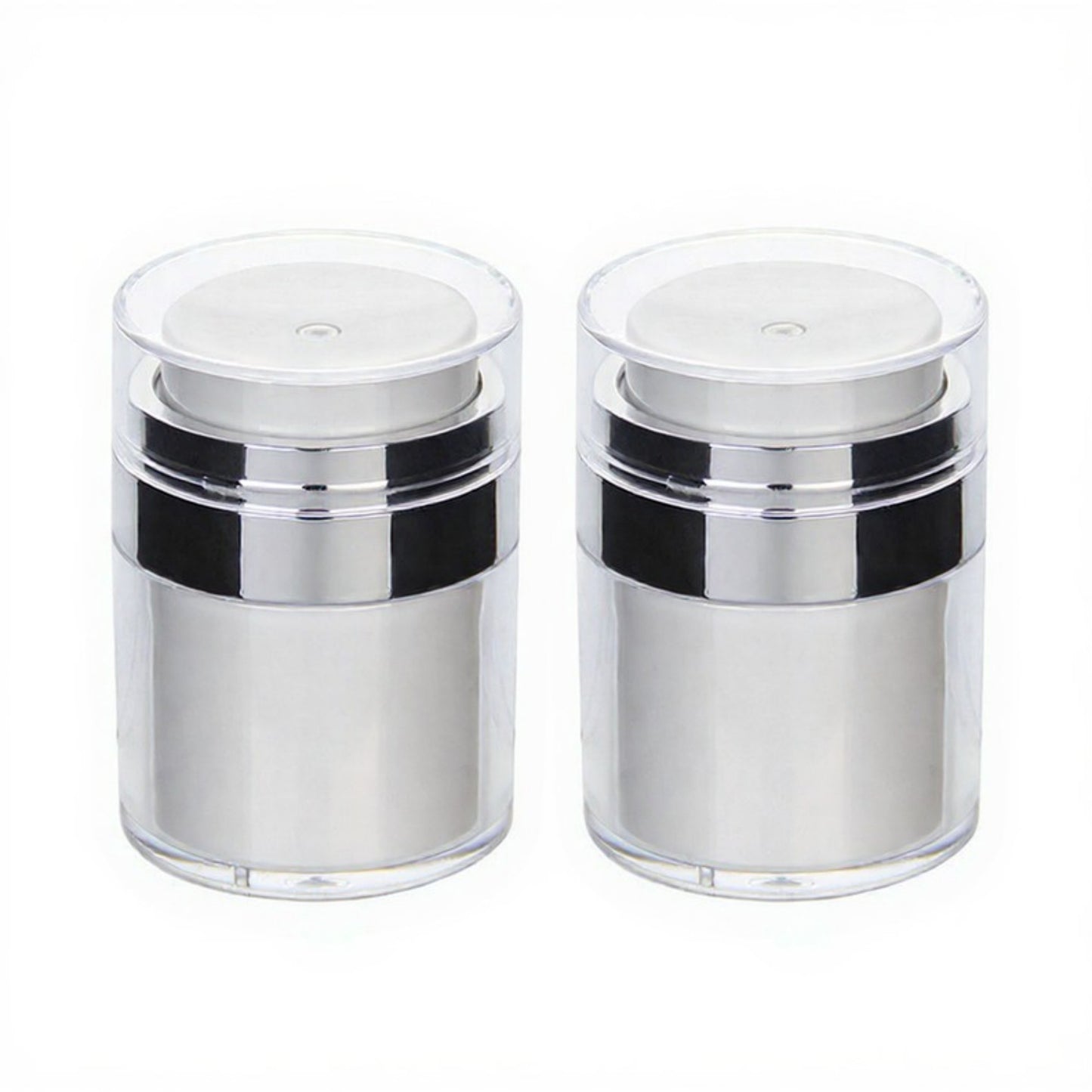 Refillable Cosmetic Cream Pump Jars with Push Down Dispenser Lid 2-Piece Set