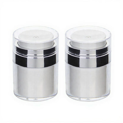 Refillable Cosmetic Cream Pump Jars with Push Down Dispenser Lid 2-Piece Set