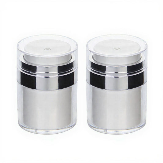 Refillable Cosmetic Cream Pump Jars with Push Down Dispenser Lid 2-Piece Set
