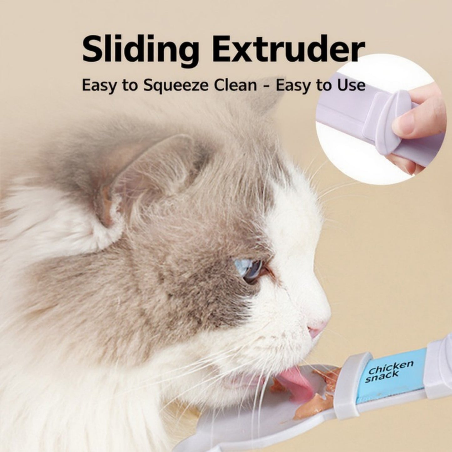 Cat Treat Tube Squeezer with Sliding Extruder Design for Wet Food and Puree Snacks 3-Piece Set