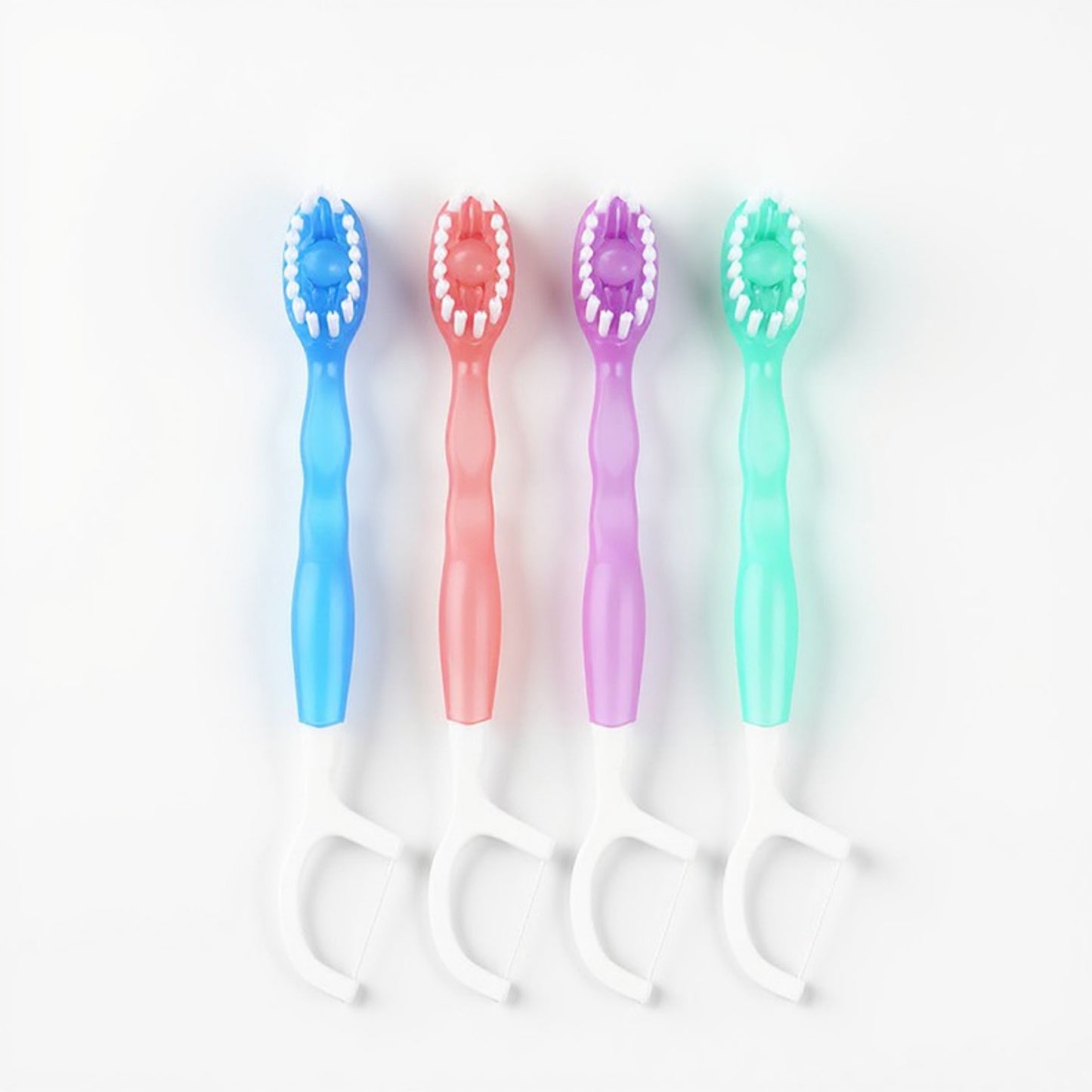 Travel Toothbrush with Flosser Handle 2-in-1 Oral Care Tool Set 1 Box 12 Pieces