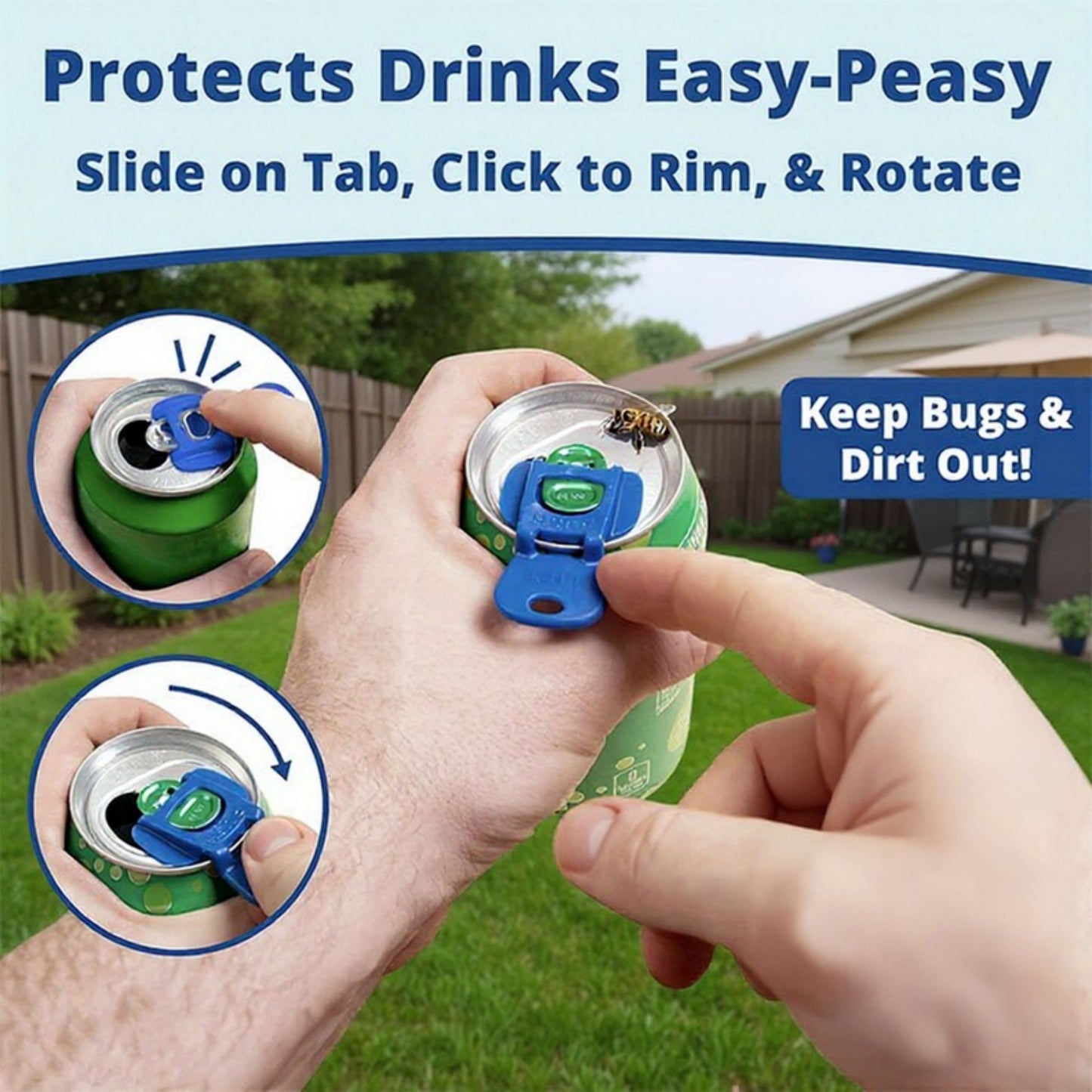 Can Tab Cover Drink Protector Clips Reusable Beverage Lid Covers 6 Piece Set