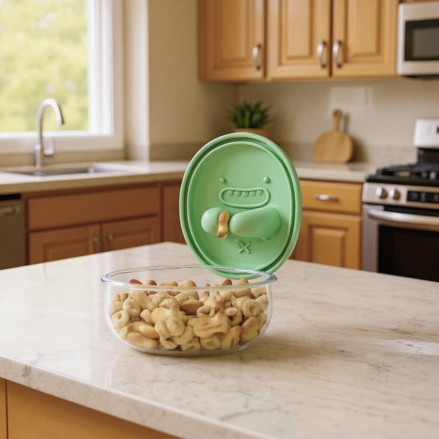 Food Grade Snack Storage Box with Hands-Free Lid and Dust-Proof Design 4.7x4x2.3in