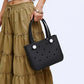 Perforated Structured Tote Bag with Dual Handles and Flexible Design 11x4.3x8.3in