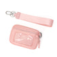 Zippered Wristlet Key Pouch with Clear ID Window Compact Card Holder and Detachable Strap