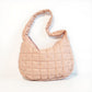 Women's Quilted Shoulder Bag with Padded Handle and Zip Top Closure