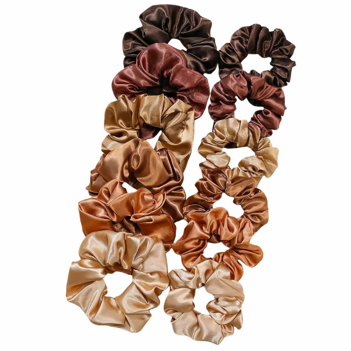 Satin Hair Scrunchies 12-Piece Set with Soft Stretch Elastic and Smooth Shine Finish