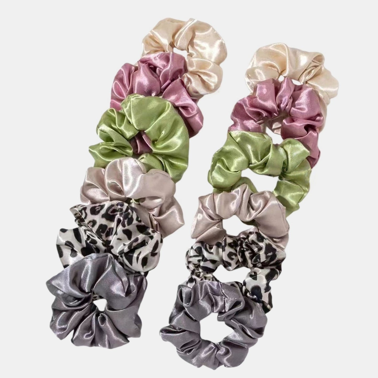 Satin Hair Scrunchies 12-Piece Set with Soft Stretch Elastic and Smooth Shine Finish