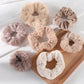 Plush Hair Scrunchies 8-Piece Set with Mixed Textures Soft Stretch Elastic and Gentle Hold Design
