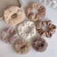 Plush Hair Scrunchies 8-Piece Set with Mixed Textures Soft Stretch Elastic and Gentle Hold Design