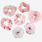 Plush Hair Scrunchies 8-Piece Set with Mixed Textures Soft Stretch Elastic and Gentle Hold Design