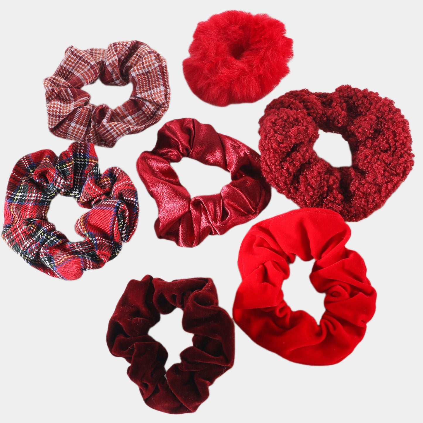 Plush Hair Scrunchies 8-Piece Set with Mixed Textures Soft Stretch Elastic and Gentle Hold Design