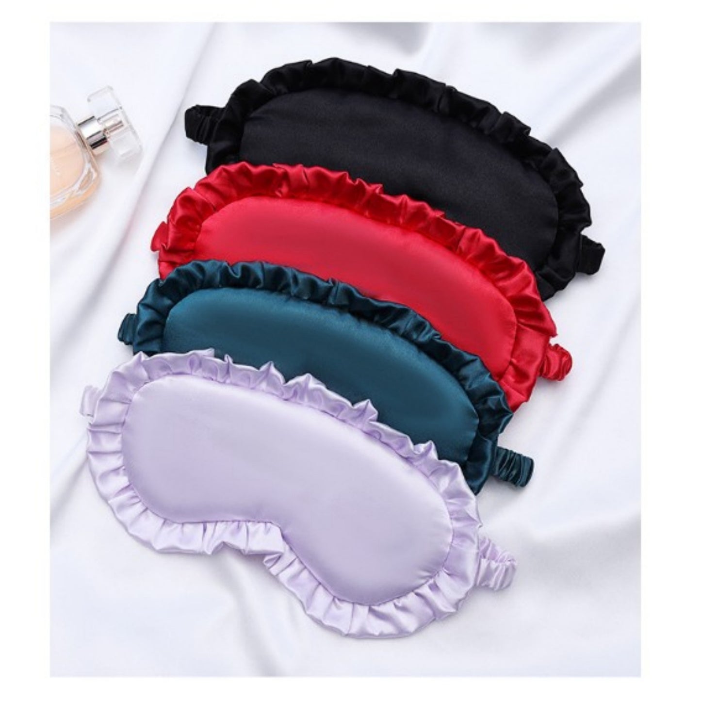 2-Piece Set Satin Sleep Eye Mask with Soft Padded Design and Elastic Strap for Comfortable Light Blocking