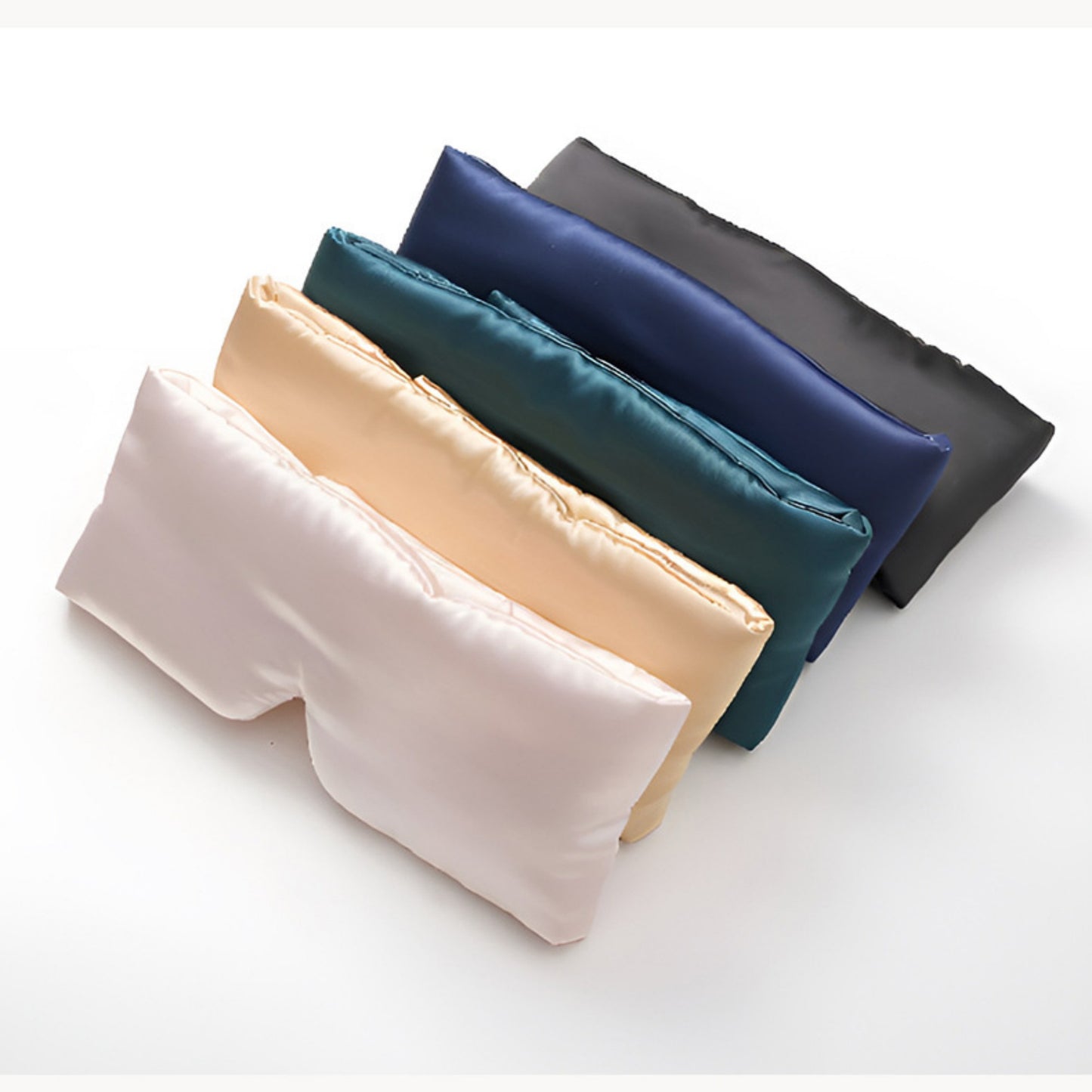 Satin Sleep Eye Mask with Contoured Fit Soft Padding and Adjustable Hook-and-Loop Closure