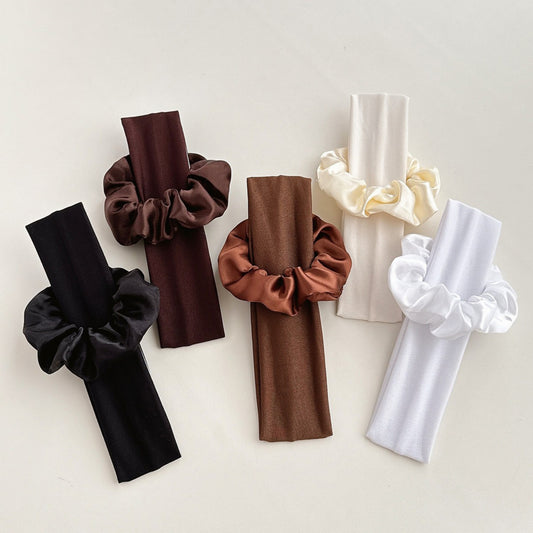 10-Piece Hair Accessories Set with Satin Scrunchies and Soft Stretch Headbands