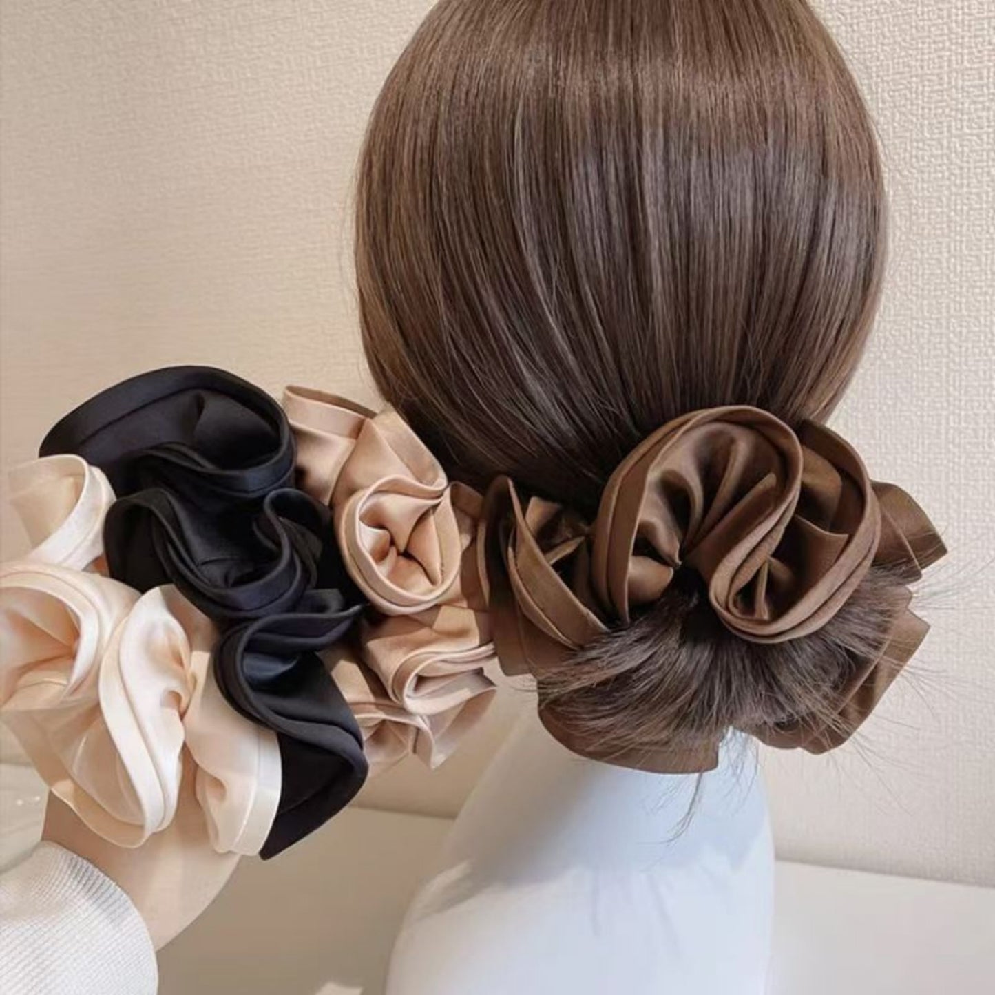 Satin Hair Scrunchies 6-Piece Set with Soft Stretch Elastic and Smooth Lightweight Finish