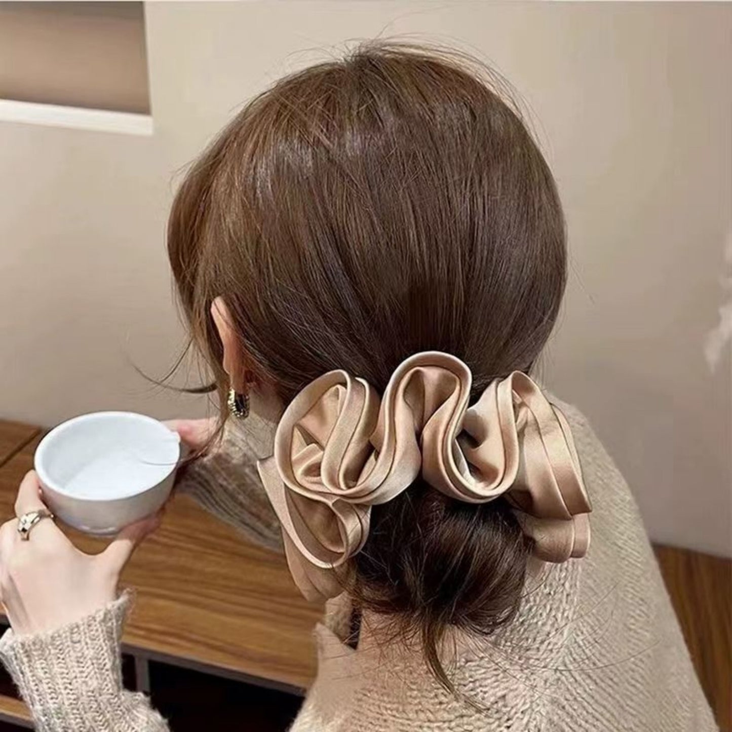 Satin Hair Scrunchies 6-Piece Set with Soft Stretch Elastic and Smooth Lightweight Finish