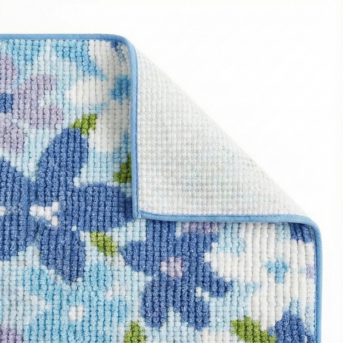 Plush Absorbent Bathroom Floor Mat with Floral Pattern Soft Textured Bath Rug for Tub Shower and Sink Areas