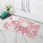 Plush Absorbent Bathroom Floor Mat with Floral Pattern Soft Textured Bath Rug for Tub Shower and Sink Areas