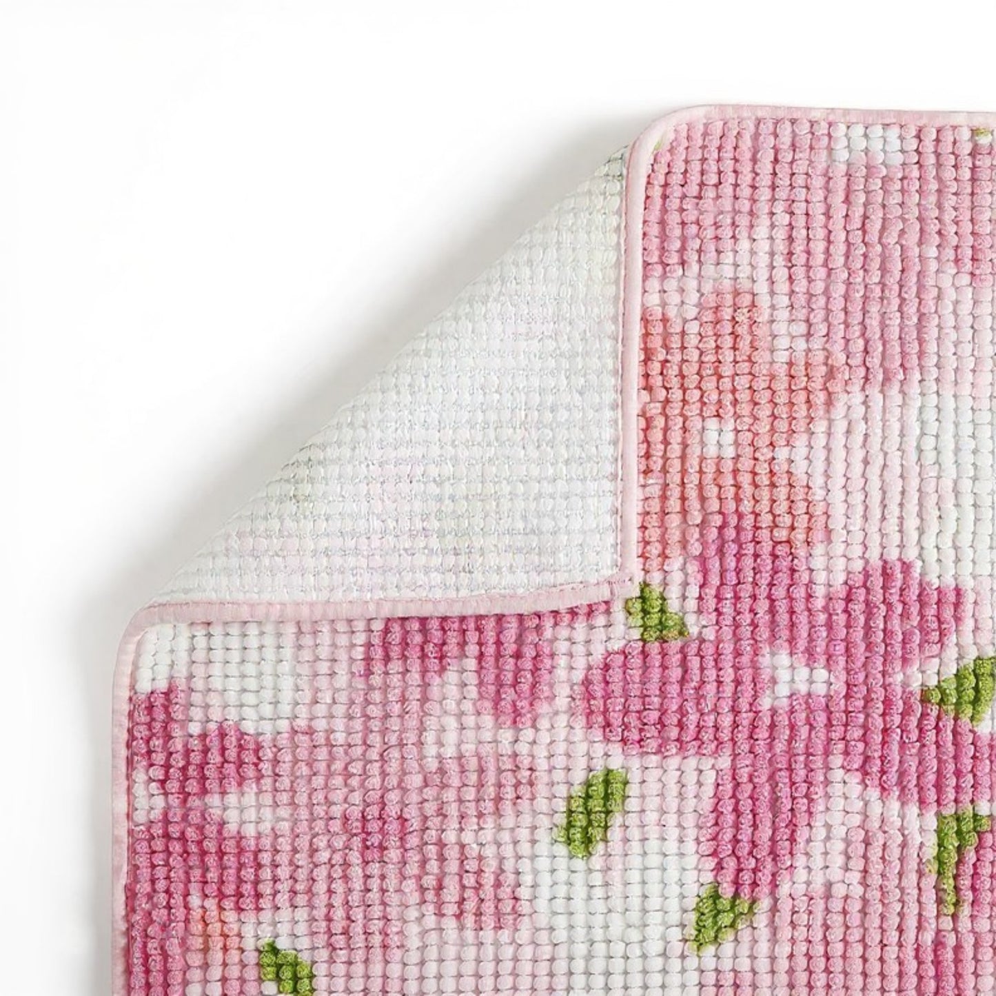 Plush Absorbent Bathroom Floor Mat with Floral Pattern Soft Textured Bath Rug for Tub Shower and Sink Areas