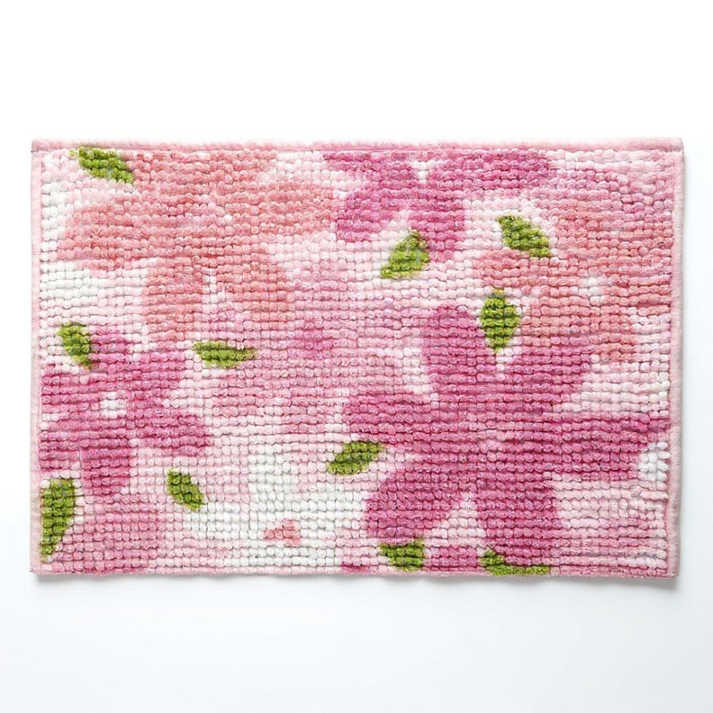 Plush Absorbent Bathroom Floor Mat with Floral Pattern Soft Textured Bath Rug for Tub Shower and Sink Areas