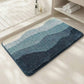 Plush Absorbent Bathroom Floor Mat with Layered Wave Pattern Soft Textured Bath Rug for Tub Shower and Sink Areas