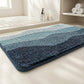Plush Absorbent Bathroom Floor Mat with Layered Wave Pattern Soft Textured Bath Rug for Tub Shower and Sink Areas